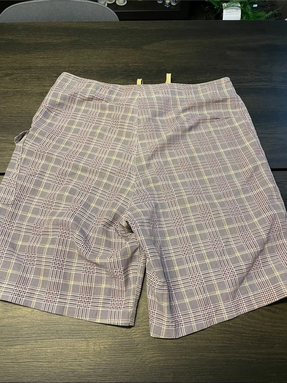 Burton Plaid Swim/Board Shorts in Lavender, White and Maroon
